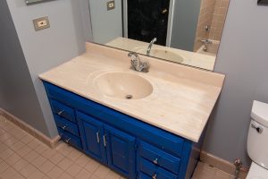 bath cabinet refinishing - before